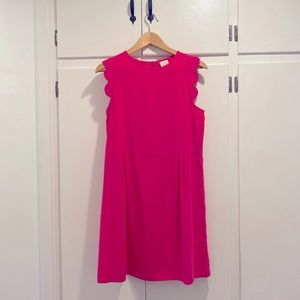 Pink dress with scalloped shoulder